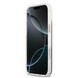 Apple iPhone 17 Pro Kılıf Guess M-safe Şarj Özellikli 4G Desenli Simli Transparan Kapak Gri