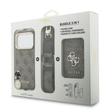 Apple iPhone 17 Pro Kılıf Guess M-safe Şarj Özellikli Askılı ve Kartlıklı 4G Logo Kapak Kahverengi