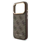 Apple iPhone 17 Pro Kılıf Guess M-safe Şarj Özellikli Askılı ve Kartlıklı 4G Logo Kapak Kahverengi