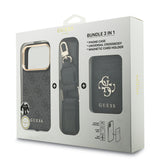 Apple iPhone 17 Pro Kılıf Guess M-safe Şarj Özellikli Askılı ve Kartlıklı 4G Logo Kapak Siyah