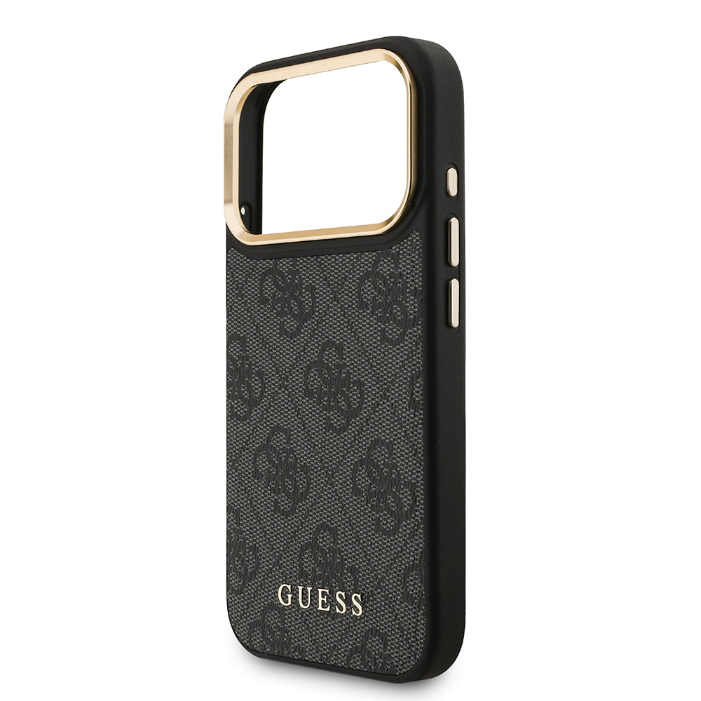 Apple iPhone 17 Pro Kılıf Guess M-safe Şarj Özellikli Askılı ve Kartlıklı 4G Logo Kapak Siyah