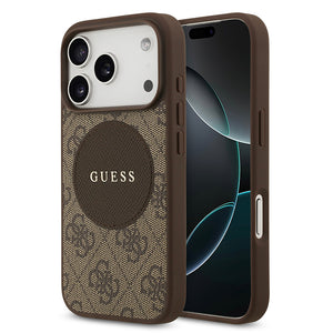 Apple iPhone 17 Pro Kılıf Guess M-Safe Şarj Özellikli Circle Classic Kapak Kahverengi
