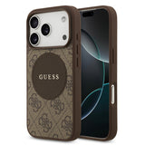 Apple iPhone 17 Pro Kılıf Guess M-Safe Şarj Özellikli Circle Classic Kapak Kahverengi