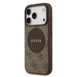 Apple iPhone 17 Pro Kılıf Guess M-Safe Şarj Özellikli Circle Classic Kapak Kahverengi