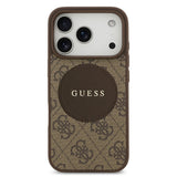 Apple iPhone 17 Pro Kılıf Guess M-Safe Şarj Özellikli Circle Classic Kapak Kahverengi