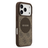 Apple iPhone 17 Pro Kılıf Guess M-Safe Şarj Özellikli Circle Classic Kapak Kahverengi