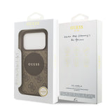 Apple iPhone 17 Pro Kılıf Guess M-Safe Şarj Özellikli Circle Classic Kapak Kahverengi