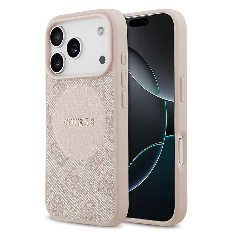 Apple iPhone 17 Pro Kılıf Guess M-Safe Şarj Özellikli Circle Classic Kapak Pembe