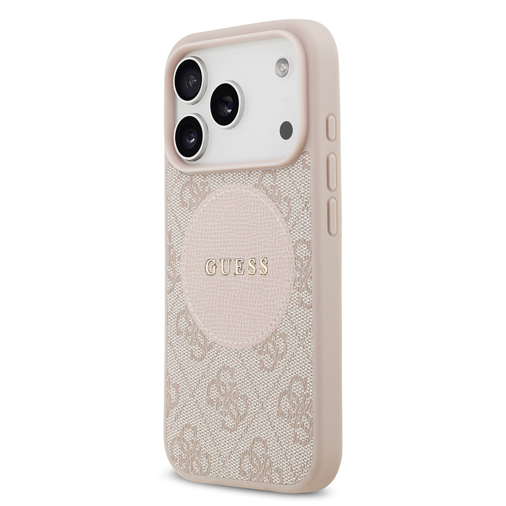 Apple iPhone 17 Pro Kılıf Guess M-Safe Şarj Özellikli Circle Classic Kapak Pembe