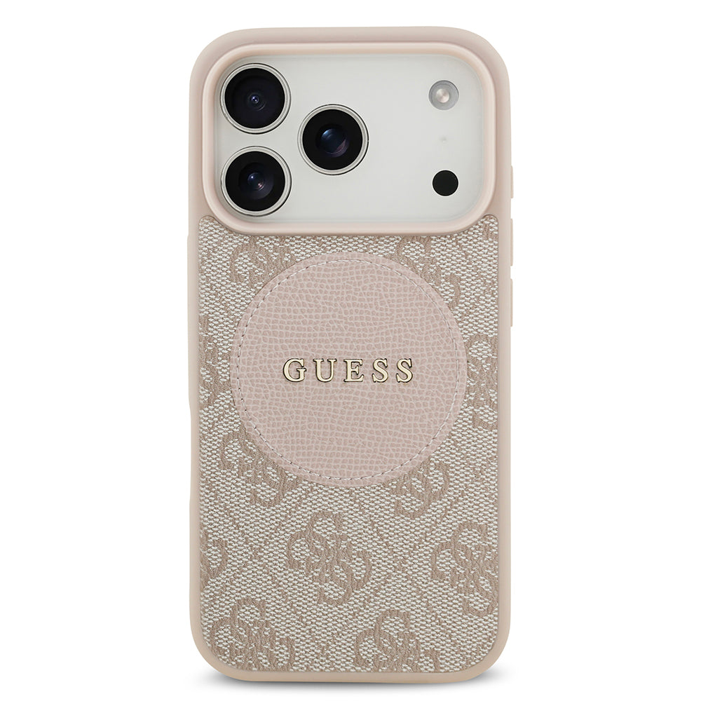 Apple iPhone 17 Pro Kılıf Guess M-Safe Şarj Özellikli Circle Classic Kapak Pembe