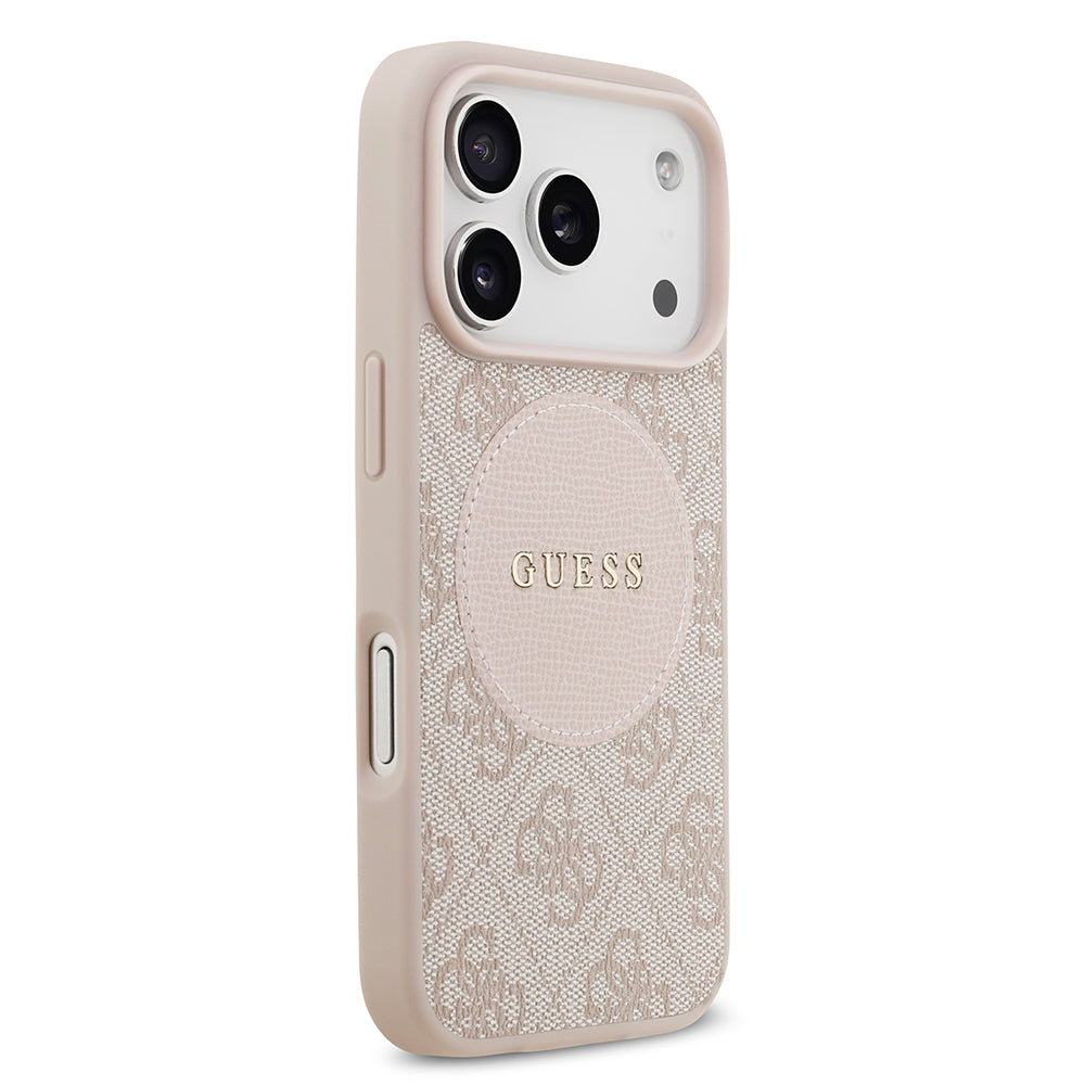 Apple iPhone 17 Pro Kılıf Guess M-Safe Şarj Özellikli Circle Classic Kapak Pembe