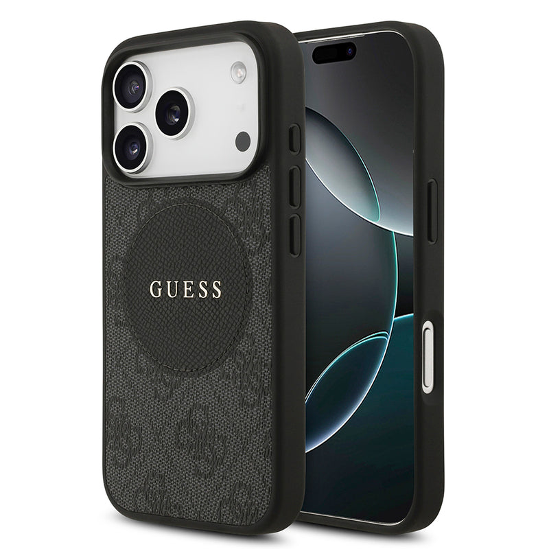 Apple iPhone 17 Pro Kılıf Guess M-Safe Şarj Özellikli Circle Classic Kapak Siyah