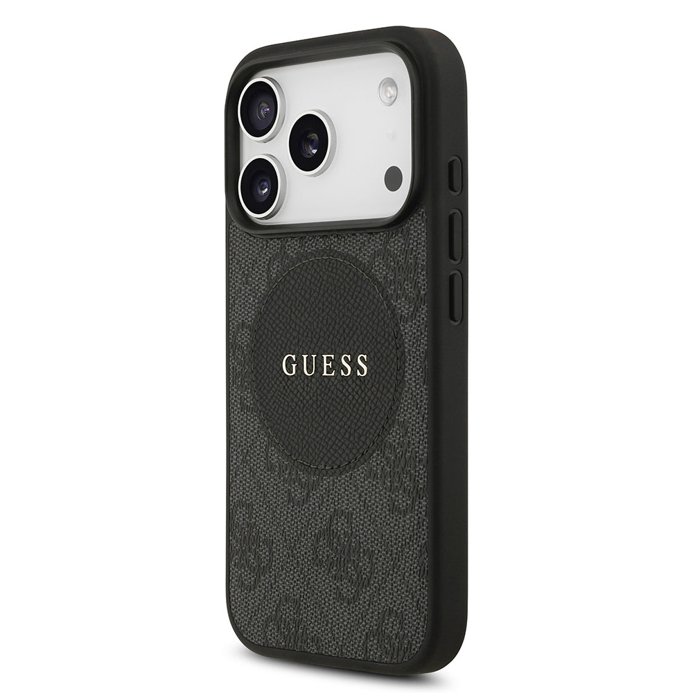 Apple iPhone 17 Pro Kılıf Guess M-Safe Şarj Özellikli Circle Classic Kapak Siyah
