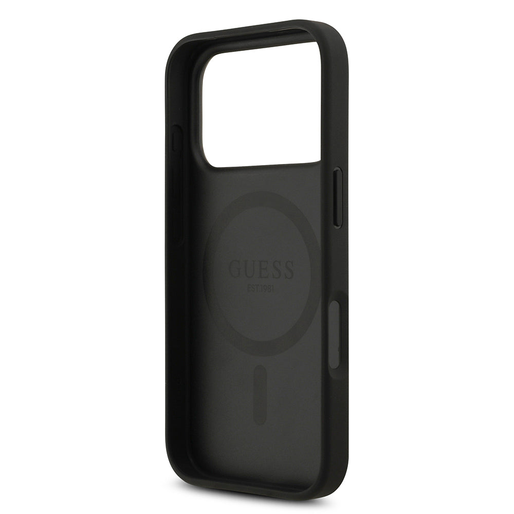 Apple iPhone 17 Pro Kılıf Guess M-Safe Şarj Özellikli Circle Classic Kapak Siyah