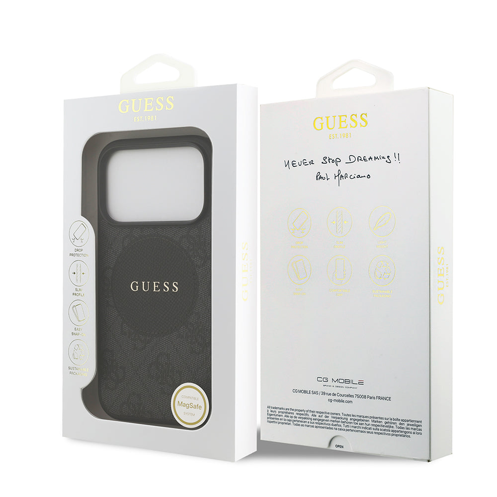 Apple iPhone 17 Pro Kılıf Guess M-Safe Şarj Özellikli Circle Classic Kapak Siyah