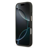 Apple iPhone 17 Pro Kılıf Guess M-safe Şarj Özellikli Gold Metal Kamera Çerçeveli Taşlı 4G Logolu Kapak Siyah