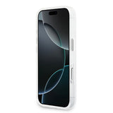 Apple iPhone 17 Pro Kılıf Guess M-safe Şarj Özellikli IML Baskılı Üçgen Logolu Metal Kamera Çerçeveli Transparan Kapak Şeffaf