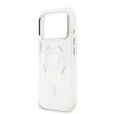 Apple iPhone 17 Pro Kılıf Guess M-safe Şarj Özellikli IML Baskılı Üçgen Logolu Metal Kamera Çerçeveli Transparan Kapak Şeffaf