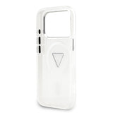 Apple iPhone 17 Pro Kılıf Guess M-safe Şarj Özellikli IML Baskılı Üçgen Logolu Metal Kamera Çerçeveli Transparan Kapak Şeffaf