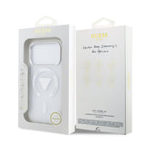 Apple iPhone 17 Pro Kılıf Guess M-safe Şarj Özellikli IML Baskılı Üçgen Logolu Metal Kamera Çerçeveli Transparan Kapak Şeffaf