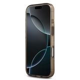 Apple iPhone 17 Pro Kılıf Guess M-safe Şarj Özellikli IML Peony ve 4G Desenli Klasik Logolu Kapak Kahverengi