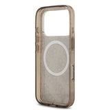 Apple iPhone 17 Pro Kılıf Guess M-safe Şarj Özellikli IML Peony ve 4G Desenli Klasik Logolu Kapak Kahverengi