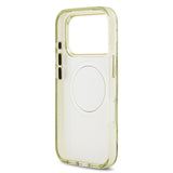 Apple iPhone 17 Pro Kılıf Guess M-safe Şarj Özellikli Simli Çiçek Desenli Üçgen Logolu Kapak Yeşil