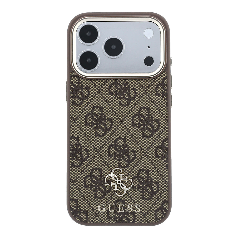 Apple iPhone 17 Pro Kılıf Guess M-safe Şarj Özellikli Small 4G ve Classic Logolu Kapak Kahverengi