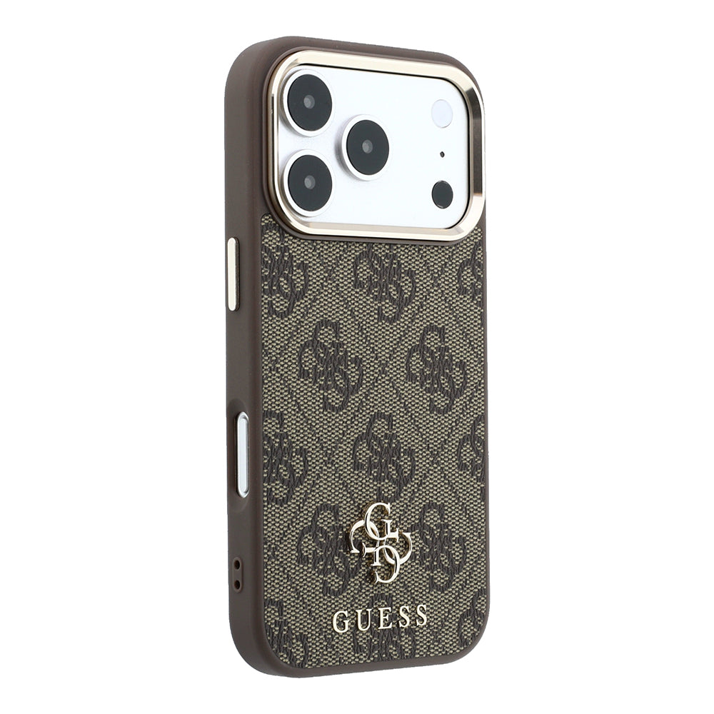 Apple iPhone 17 Pro Kılıf Guess M-safe Şarj Özellikli Small 4G ve Classic Logolu Kapak Kahverengi