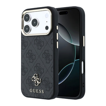 Apple iPhone 17 Pro Kılıf Guess M-safe Şarj Özellikli Small 4G ve Classic Logolu Kapak Siyah