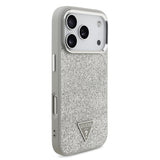 Apple iPhone 17 Pro Kılıf Guess M-safe Şarj Özellikli Üçgen Logolu Glitter Kapak Gri