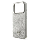 Apple iPhone 17 Pro Kılıf Guess M-safe Şarj Özellikli Üçgen Logolu Glitter Kapak Gri