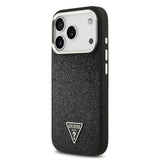 Apple iPhone 17 Pro Kılıf Guess M-safe Şarj Özellikli Üçgen Logolu Glitter Kapak Siyah