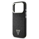 Apple iPhone 17 Pro Kılıf Guess M-safe Şarj Özellikli Üçgen Logolu Glitter Kapak Siyah