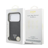 Apple iPhone 17 Pro Kılıf Guess M-safe Şarj Özellikli Üçgen Logolu Glitter Kapak Siyah