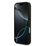 Apple iPhone 17 Pro Kılıf Guess M-safe Şarj Özellikli Yazı Logolu PU Deri Kapak Siyah