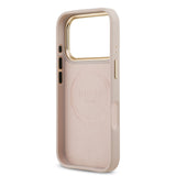 Apple iPhone 17 Pro Kılıf Guess Magsafe Şarj Özellikli 4G Desenli PU Metal Plaka Klasik Logolu Kapak Pembe