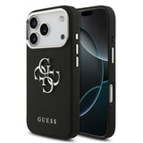Apple iPhone 17 Pro Kılıf Guess PU Deri 4G Büyük Metal Logo Dizayn Kapak Siyah