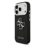 Apple iPhone 17 Pro Kılıf Guess PU Deri 4G Büyük Metal Logo Dizayn Kapak Siyah