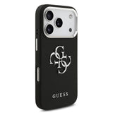 Apple iPhone 17 Pro Kılıf Guess PU Deri 4G Büyük Metal Logo Dizayn Kapak Siyah