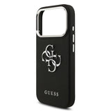Apple iPhone 17 Pro Kılıf Guess PU Deri 4G Büyük Metal Logo Dizayn Kapak Siyah