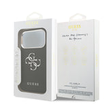 Apple iPhone 17 Pro Kılıf Guess PU Deri 4G Büyük Metal Logo Dizayn Kapak Siyah