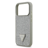 Apple iPhone 17 Pro Kılıf Guess Rhinestone Taşlı Üçgen Logolu Kapak Gümüş