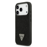 Apple iPhone 17 Pro Kılıf Guess Rhinestone Taşlı Üçgen Logolu Kapak Siyah