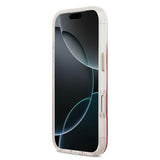 Apple iPhone 17 Pro Kılıf Guess Simli Peony Desenli M-safe Şarj Özellikli Sert Silikon Kapak Pembe