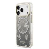 Apple iPhone 17 Pro Kılıf Guess Simli Peony Desenli M-safe Şarj Özellikli Sert Silikon Kapak Siyah