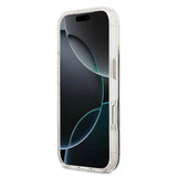 Apple iPhone 17 Pro Kılıf Guess Simli Peony Desenli M-safe Şarj Özellikli Sert Silikon Kapak Siyah