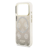 Apple iPhone 17 Pro Kılıf Guess Simli Peony Desenli M-safe Şarj Özellikli Sert Silikon Kapak Siyah