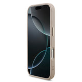 Apple iPhone 17 Pro Kılıf M-Safe Şarj Özellikli Guess Gold Metal Kamera Çerçeveli Taşlı Üçgen Logolu Kapak Pembe