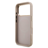 Apple iPhone 17 Pro Kılıf M-Safe Şarj Özellikli Guess Gold Metal Kamera Çerçeveli Taşlı Üçgen Logolu Kapak Pembe